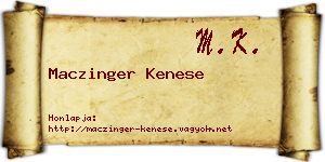 Maczinger Kenese névjegykártya